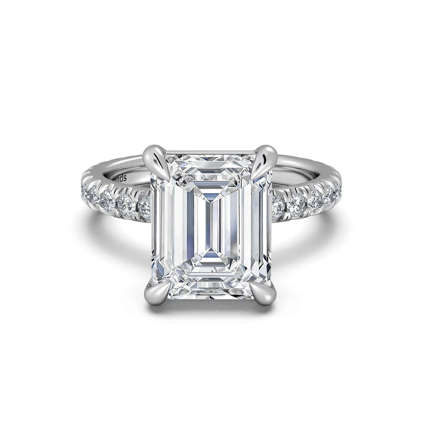 White Gold Radiant Diamond Engagement Ring with Pave Band | Waco Diamonds Is Located In Waco, TX | Central Texas' #1 Engagement Ring Store With Lifetime Warranty