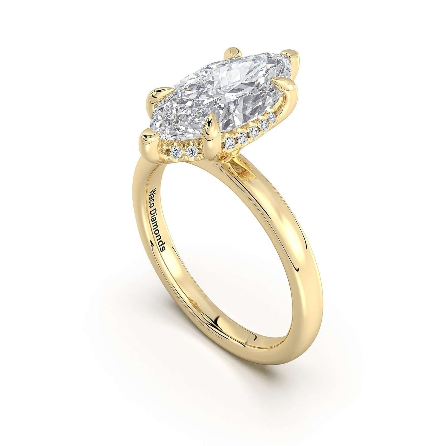 Yellow Gold Marquise Diamond Engagement Ring with Solitaire Band | Waco Diamonds Is Located In Waco, TX | Central Texas' #1 Engagement Ring Store With Lifetime Warranty