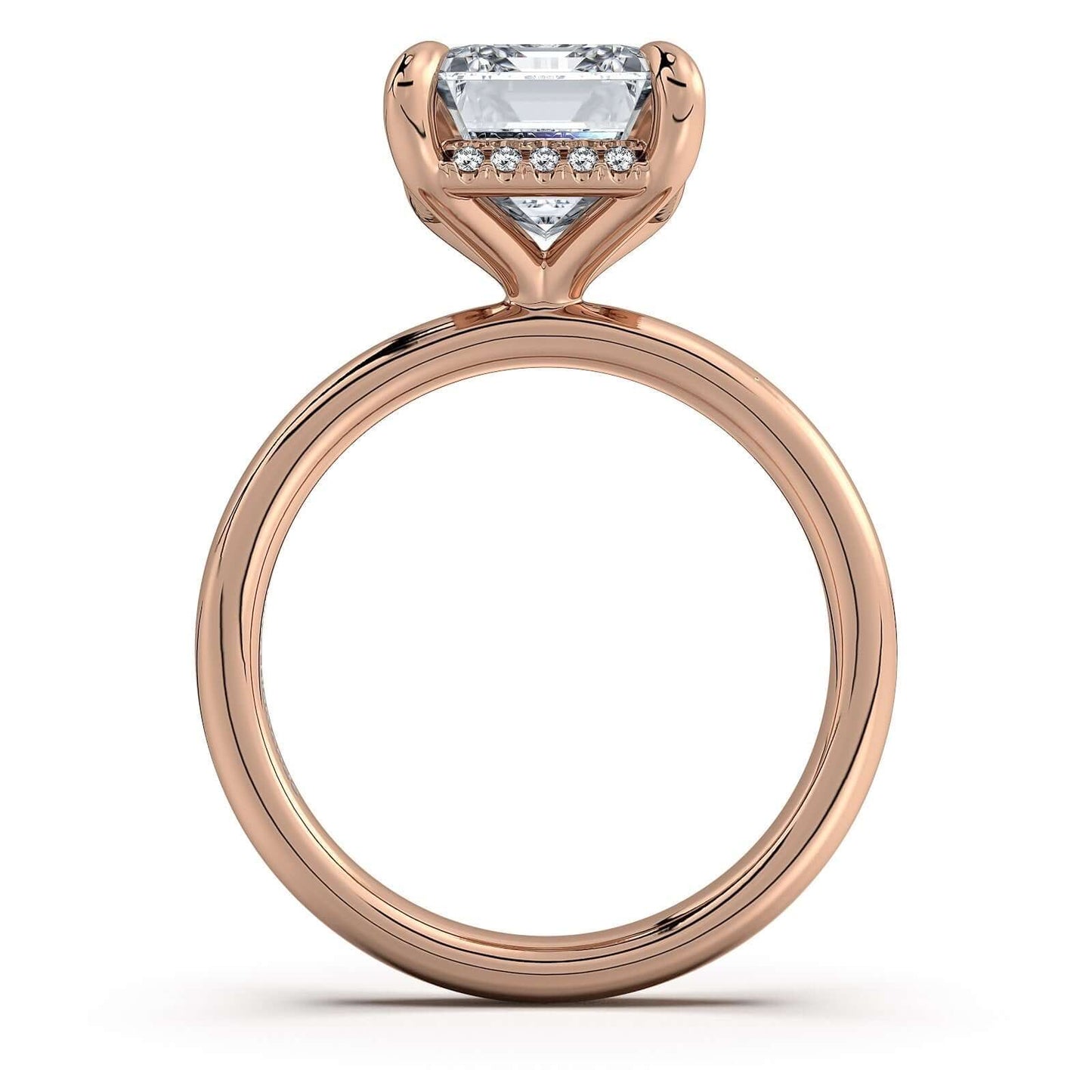 Rose Gold Emerald Diamond Engagement Ring with Solitaire Band | Waco Diamonds Is Located In Waco, TX | Central Texas' #1 Engagement Ring Store With Lifetime Warranty