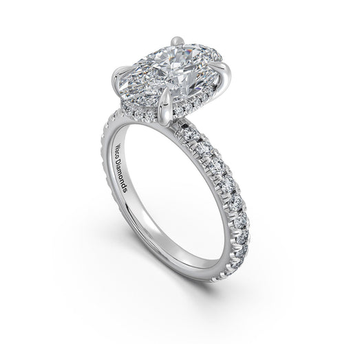 Load image 1 in gallery view. White Gold Oval Diamond Engagement Ring with Pave Band | Waco Diamonds Is Located In Waco, TX | Central Texas' #1 Engagement Ring Store With Lifetime Warranty