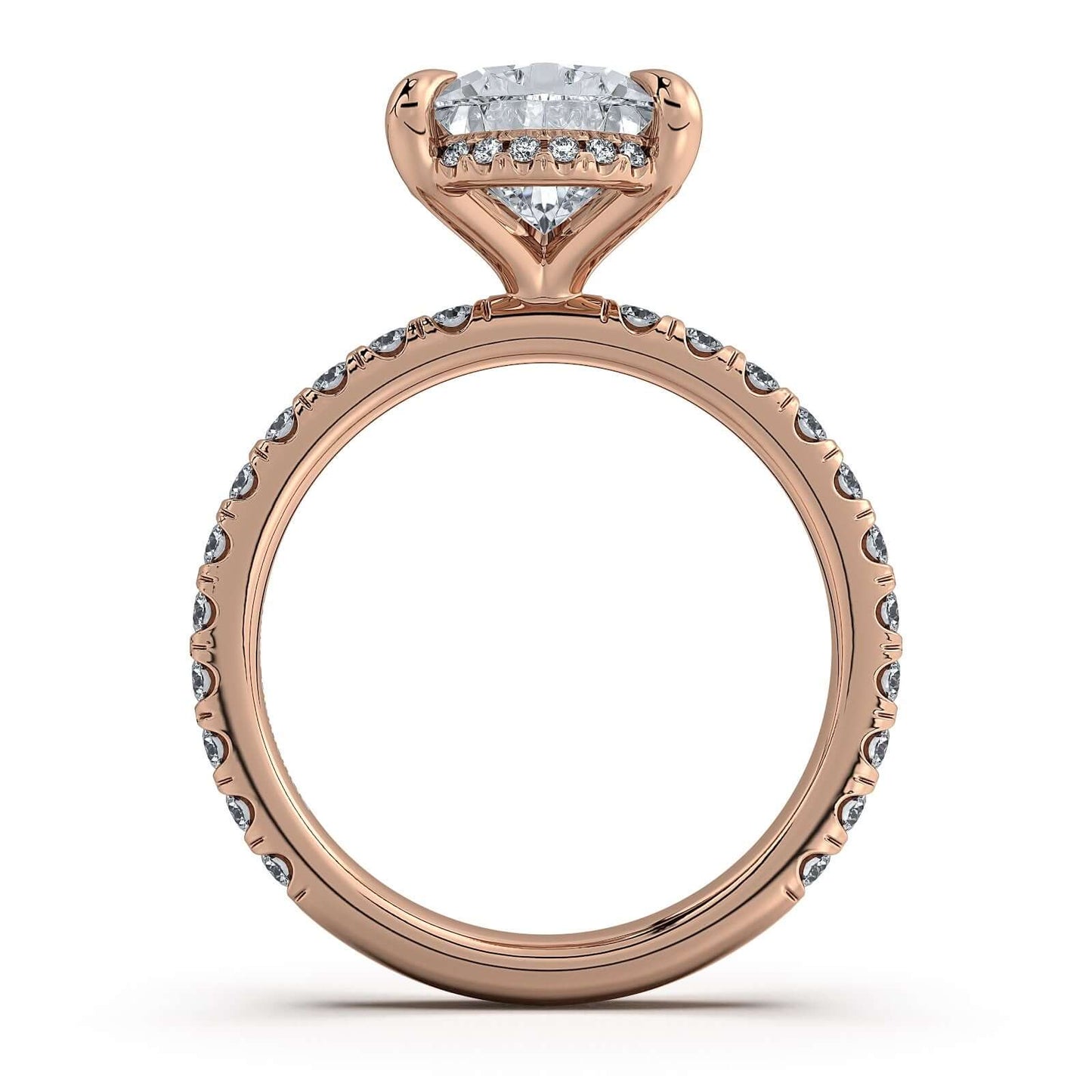 Rose Gold Pear Diamond Engagement Ring with Pave Band With Hidden Halo | Waco Diamonds Is Located In Waco, TX | Central Texas' #1 Engagement Ring Store With Lifetime Warranty