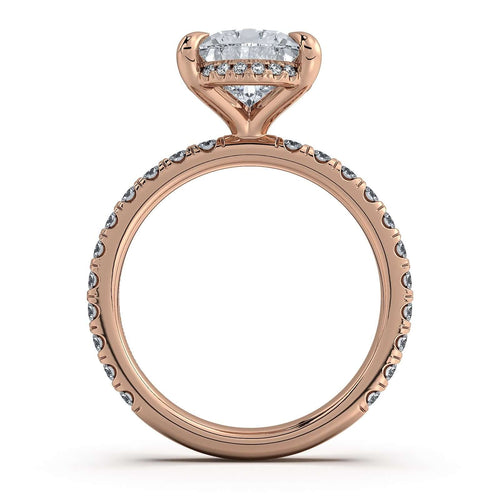 Load image 1 in gallery view. Rose Gold Pear Diamond Engagement Ring with Pave Band With Hidden Halo | Waco Diamonds Is Located In Waco, TX | Central Texas' #1 Engagement Ring Store With Lifetime Warranty