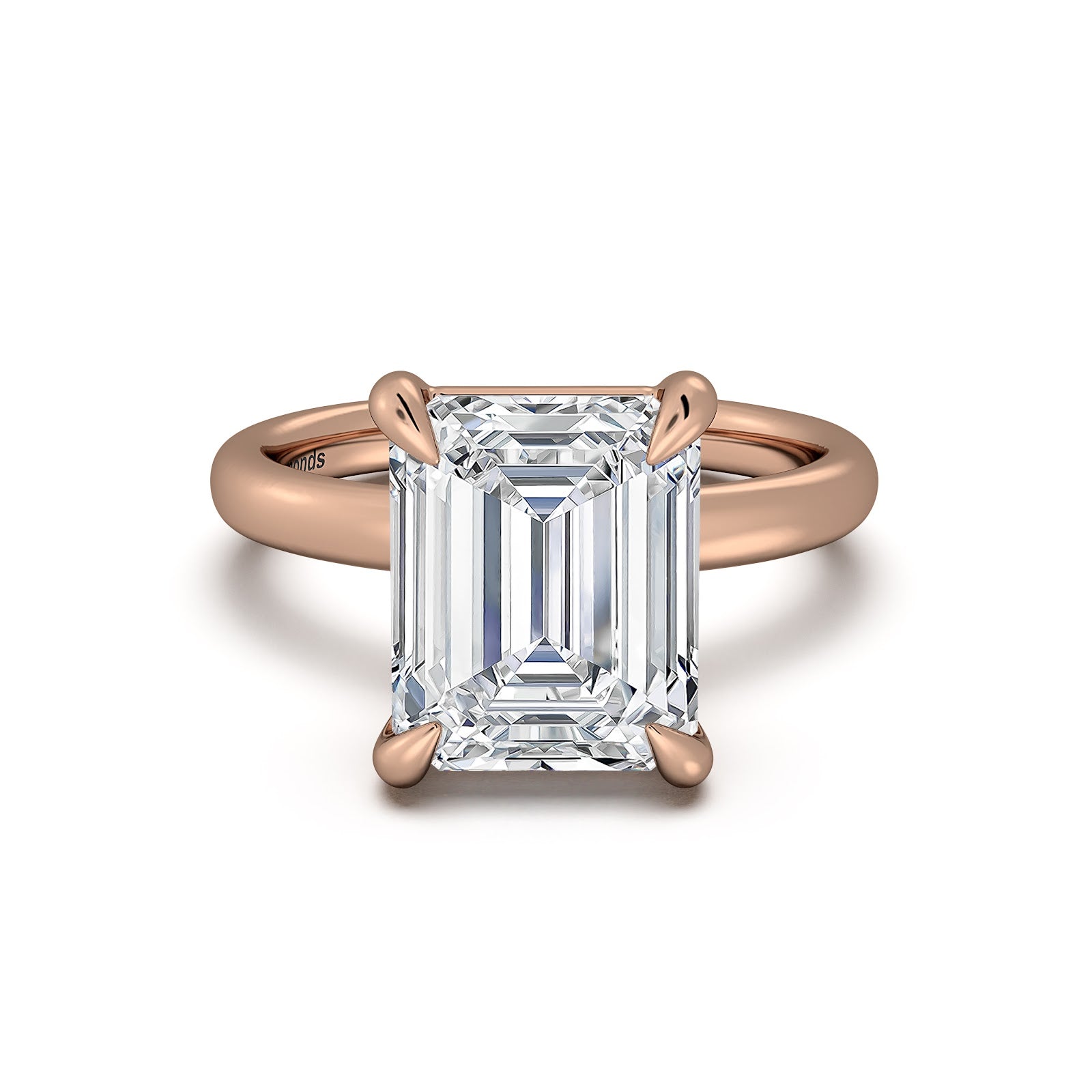 Rose Gold Emerald Diamond Engagement Ring with Solitaire Band | Waco Diamonds Is Located In Waco, TX | Central Texas' #1 Engagement Ring Store With Lifetime Warranty