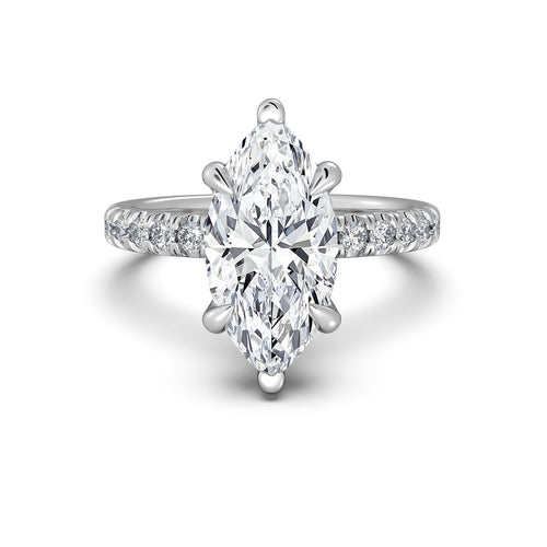 Load image 1 in gallery view. White Gold Marquise Diamond Engagement Ring with Pave Band | Waco Diamonds Is Located In Waco, TX | Central Texas' #1 Engagement Ring Store With Lifetime Warranty