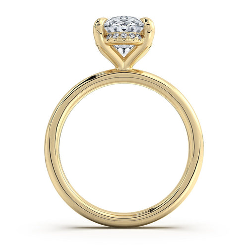 Load image 1 in gallery view. Yellow Gold Oval Diamond Engagement Ring with Solitaire Band Profile View | Waco Diamonds Is Located In Waco, TX | Central Texas' #1 Engagement Ring Store With Lifetime Warranty
