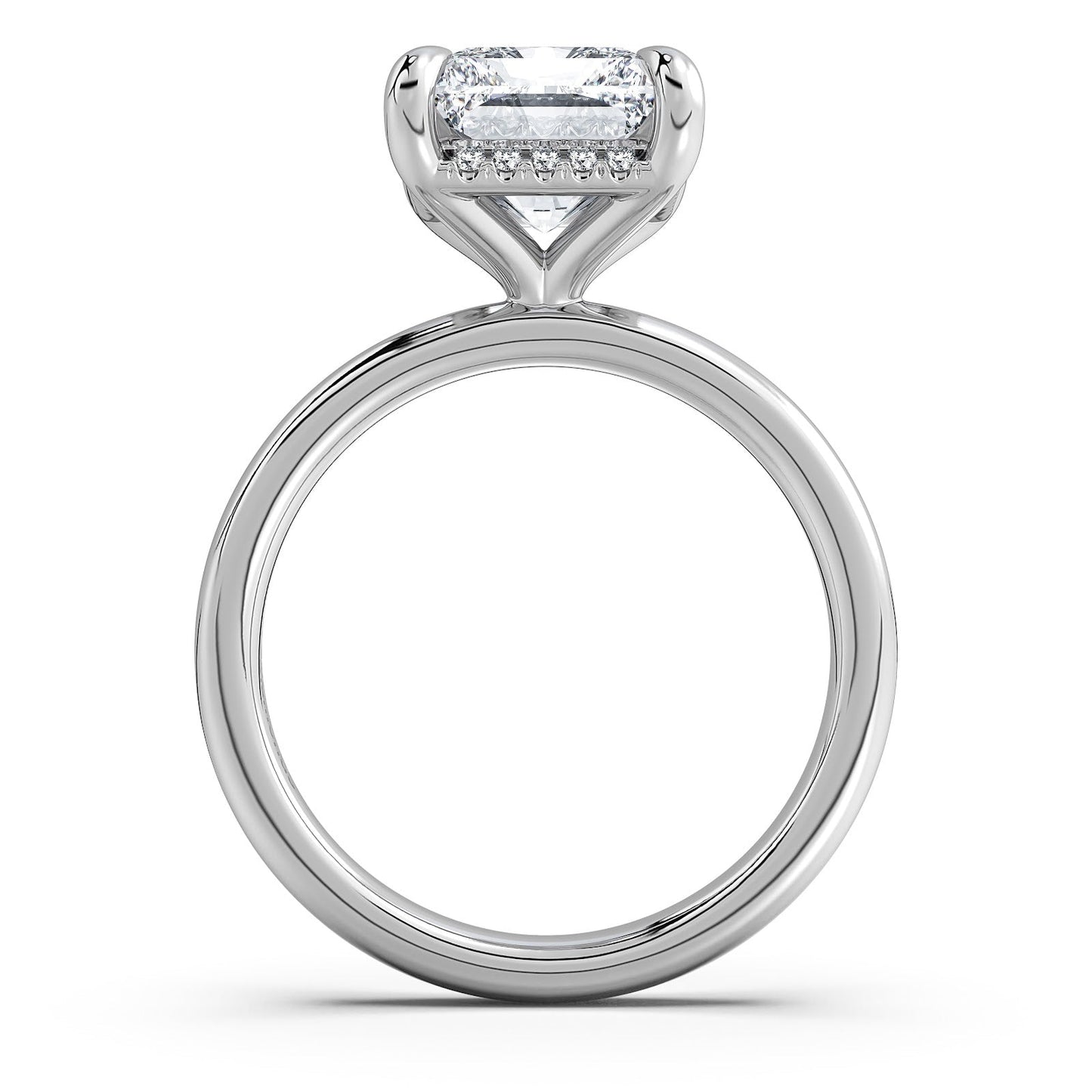 White Gold Radiant Diamond Engagement Ring with Solitaire Band Profile View | Waco Diamonds Is Located In Waco, TX | Central Texas' #1 Engagement Ring Store With Lifetime Warranty