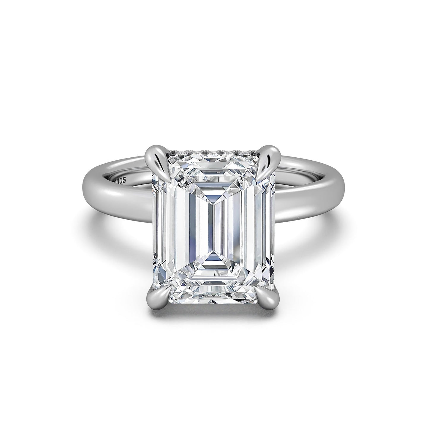 White Gold Emerald Diamond Engagement Ring with Solitaire Band | Waco Diamonds Is Located In Waco, TX | Central Texas' #1 Engagement Ring Store With Lifetime Warranty