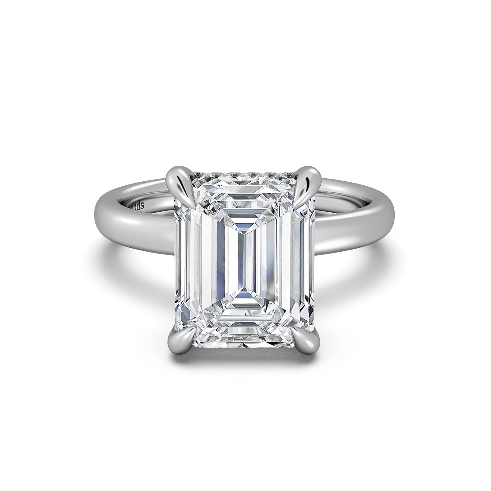 White Gold Emerald Diamond Engagement Ring with Solitaire Band | Waco Diamonds Is Located In Waco, TX | Central Texas' #1 Engagement Ring Store With Lifetime Warranty