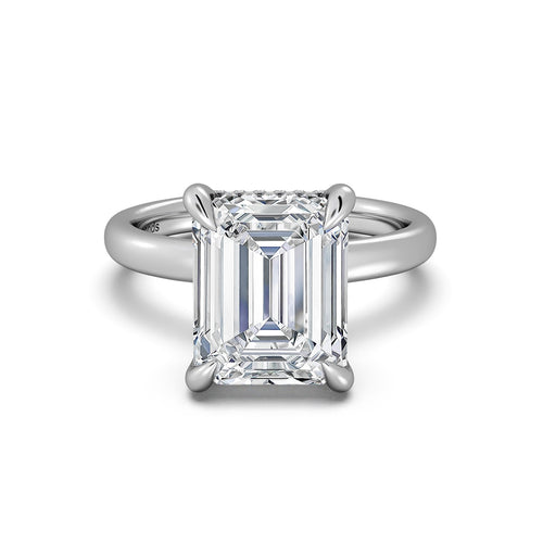 Load image 1 in gallery view. White Gold Emerald Diamond Engagement Ring with Solitaire Band | Waco Diamonds Is Located In Waco, TX | Central Texas' #1 Engagement Ring Store With Lifetime Warranty