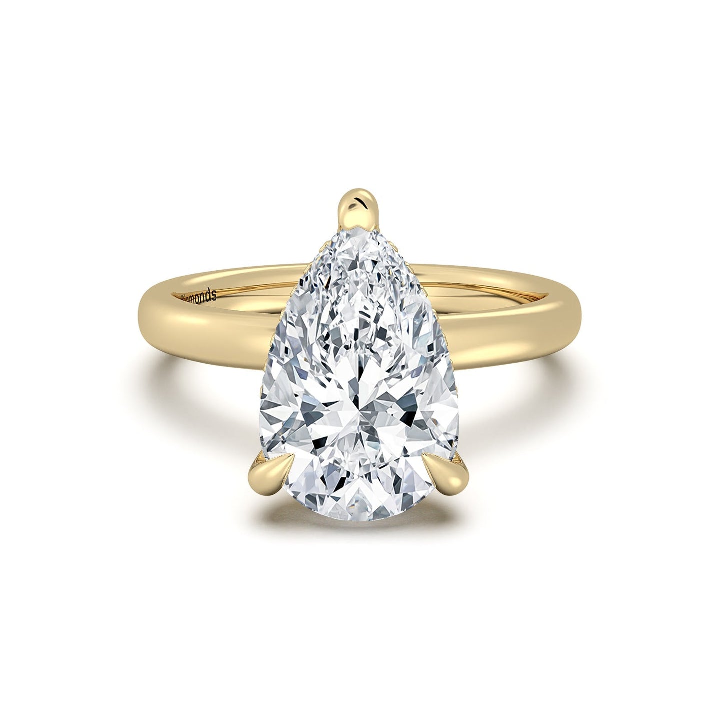 Yellow Gold Pear Diamond Engagement Ring with Solitaire Band | Waco Diamonds Is Located In Waco, TX | Central Texas' #1 Engagement Ring Store With Lifetime Warranty