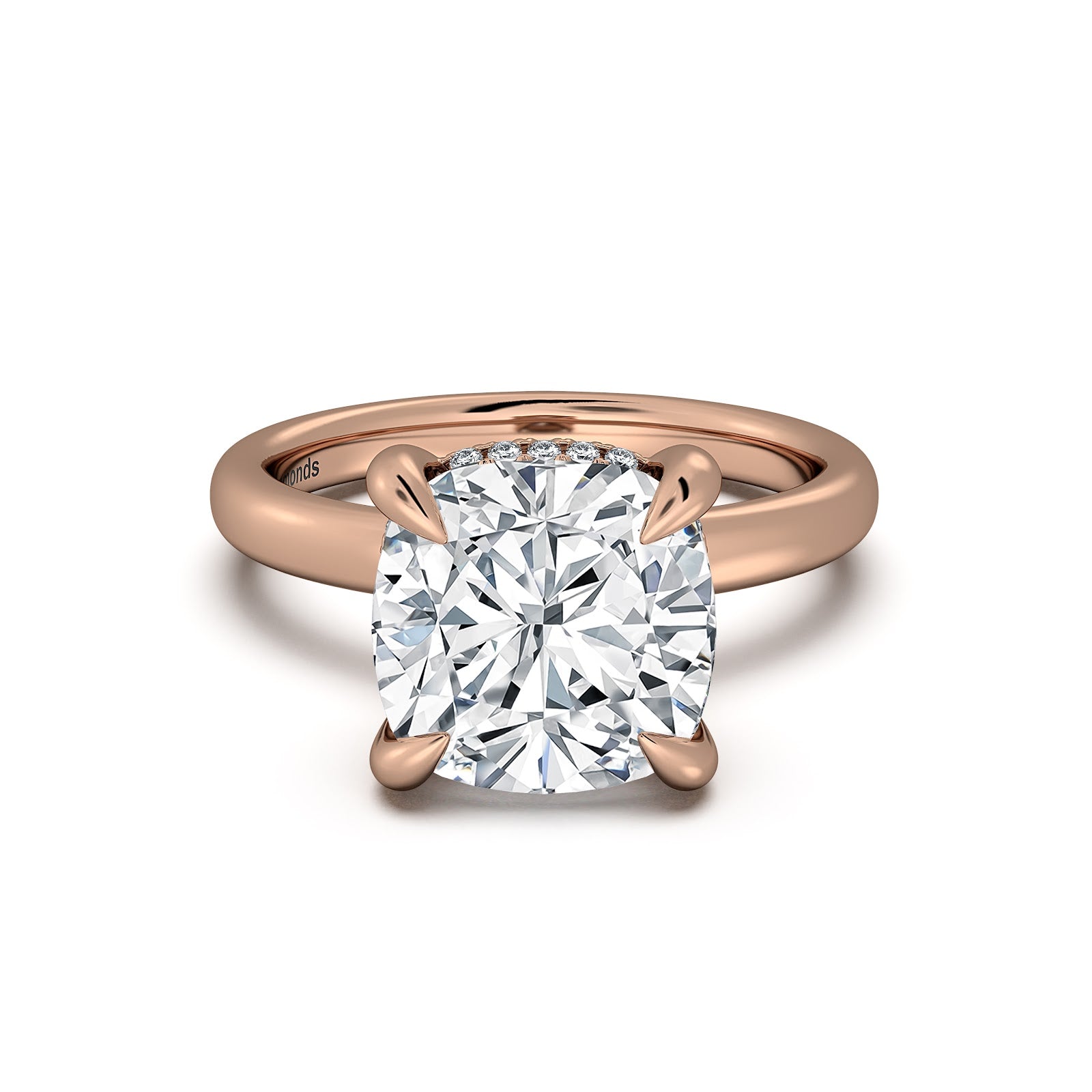 Rose Gold Cushion Diamond Engagement Ring with Solitaire Band | Waco Diamonds Is Located In Waco, TX | Central Texas' #1 Engagement Ring Store With Lifetime Warranty
