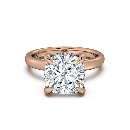 Load image 1 in gallery view. Rose Gold Cushion Diamond Engagement Ring with Solitaire Band | Waco Diamonds Is Located In Waco, TX | Central Texas' #1 Engagement Ring Store With Lifetime Warranty