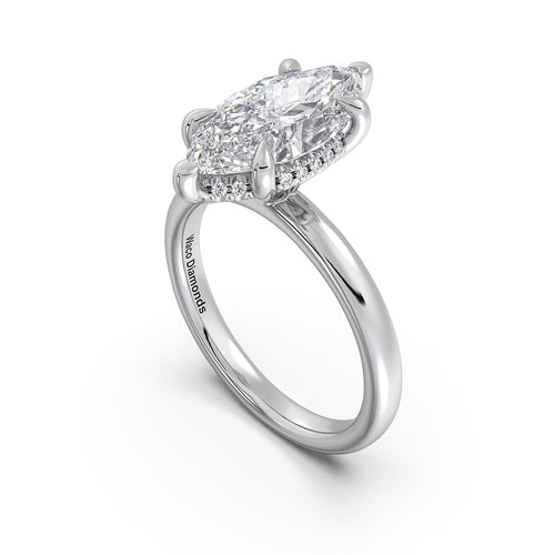 Load image 1 in gallery view. White Gold Marquise Diamond Engagement Ring with Solitaire Band Side Profile | Waco Diamonds Is Located In Waco, TX | Central Texas' #1 Engagement Ring Store With Lifetime Warranty