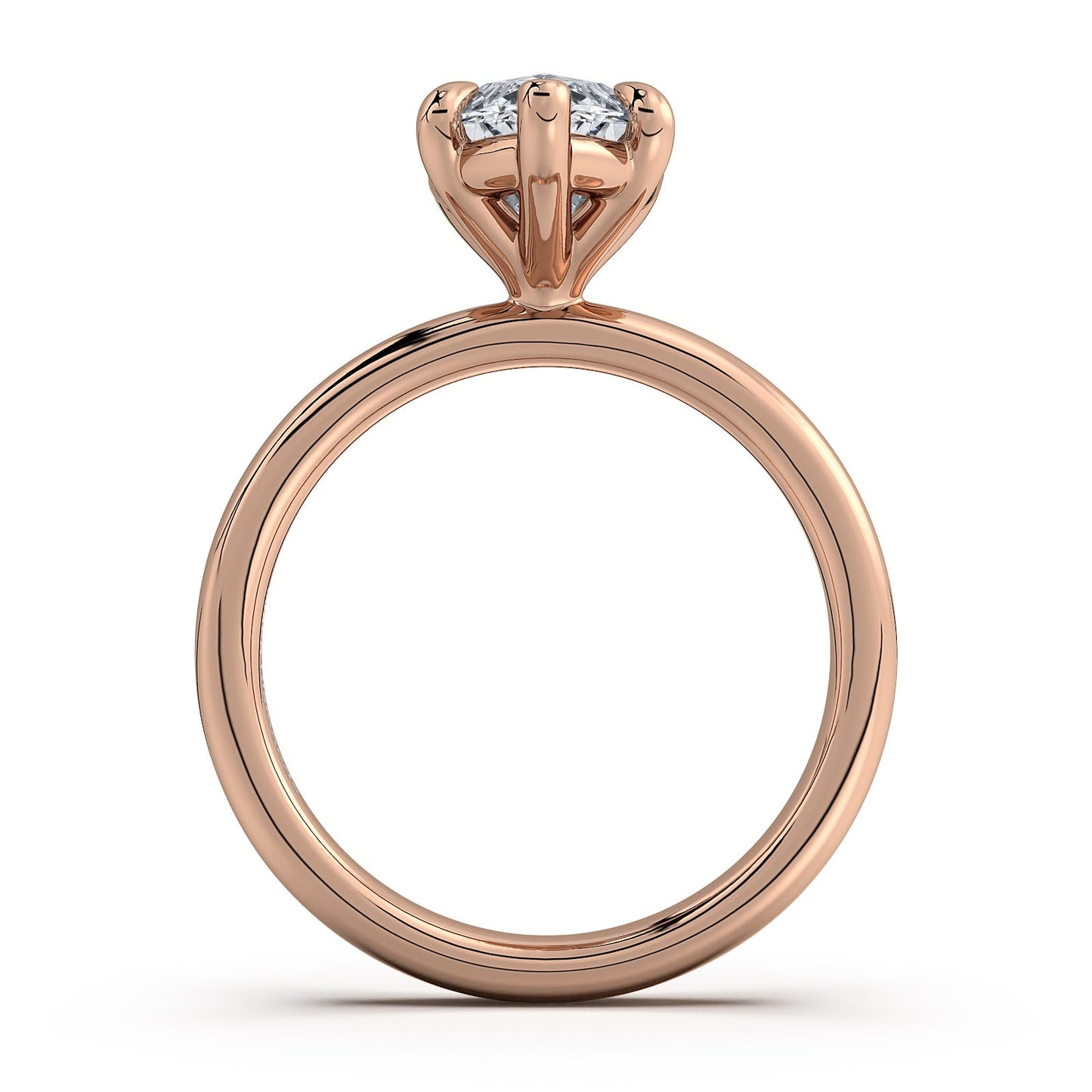 Rose Gold Marquise Diamond Engagement Ring with Solitaire Band Profile View | Waco Diamonds Is Located In Waco, TX | Central Texas' #1 Engagement Ring Store With Lifetime Warranty