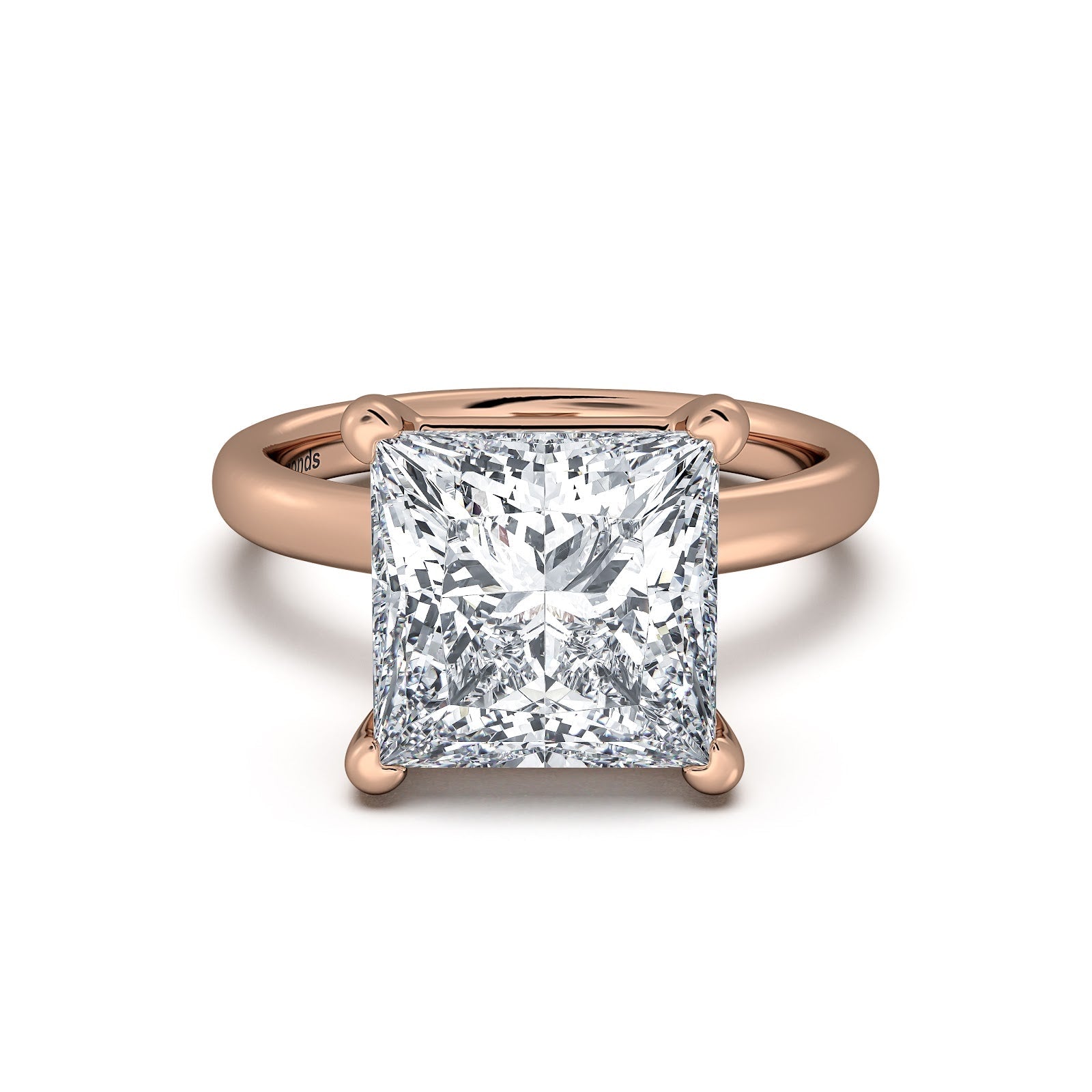 Rose Gold Princess Diamond Engagement Ring with Solitaire Band | Waco Diamonds Is Located In Waco, TX | Central Texas' #1 Engagement Ring Store With Lifetime Warranty