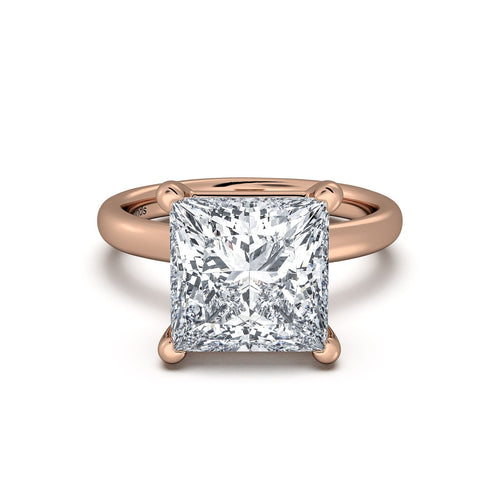 Load image 1 in gallery view. Rose Gold Princess Diamond Engagement Ring with Solitaire Band | Waco Diamonds Is Located In Waco, TX | Central Texas' #1 Engagement Ring Store With Lifetime Warranty