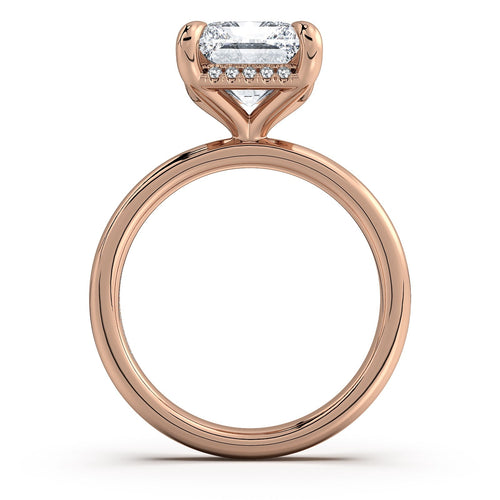 Load image 1 in gallery view. Rose Gold Radiant Diamond Engagement Ring with Solitaire Band Profile View | Waco Diamonds Is Located In Waco, TX | Central Texas' #1 Engagement Ring Store With Lifetime Warranty
