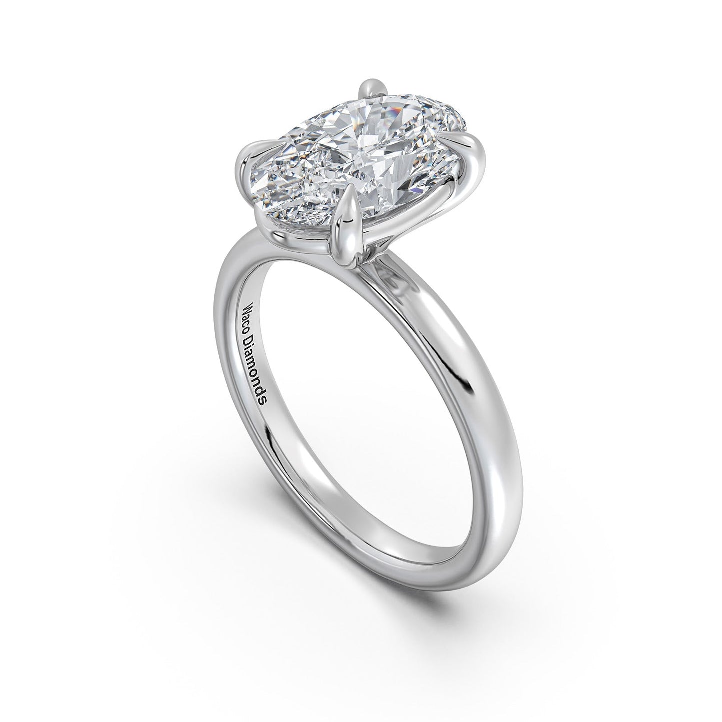 White Gold Oval Diamond Engagement Ring with Solitaire Band | Waco Diamonds Is Located In Waco, TX | Central Texas' #1 Engagement Ring Store With Lifetime Warranty