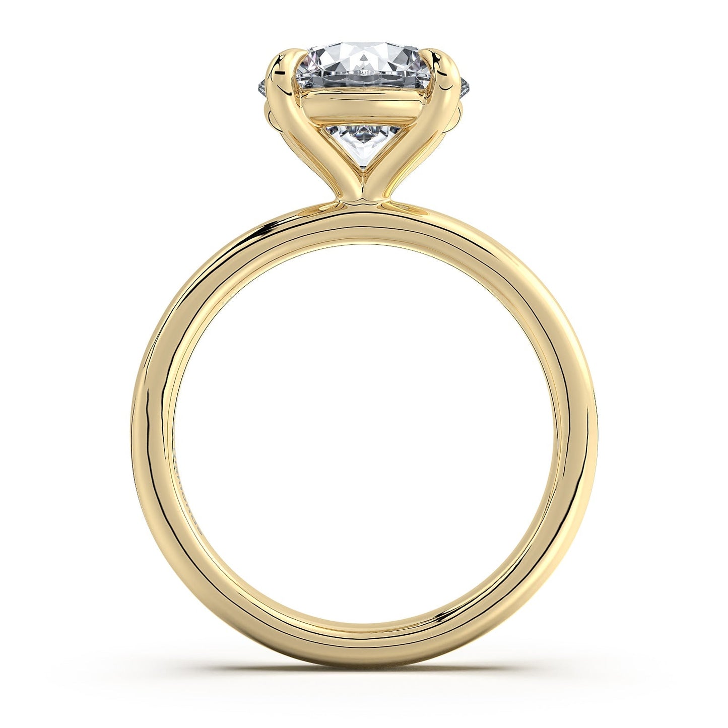 Yellow Gold Round Diamond Engagement Ring with Solitaire Band Profile View | Waco Diamonds Is Located In Waco, TX | Central Texas' #1 Engagement Ring Store With Lifetime Warranty