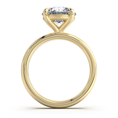 Load image 1 in gallery view. Yellow Gold Round Diamond Engagement Ring with Solitaire Band Profile View | Waco Diamonds Is Located In Waco, TX | Central Texas' #1 Engagement Ring Store With Lifetime Warranty