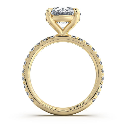 Load image 1 in gallery view. Yellow Gold Round Diamond Engagement Ring with Pave Band | Waco Diamonds Is Located In Waco, TX | Central Texas' #1 Engagement Ring Store With Lifetime Warranty