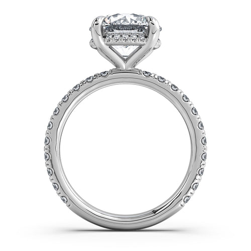 Load image 1 in gallery view. White Gold Round Diamond Engagement Ring with Pave Band | Waco Diamonds Is Located In Waco, TX | Central Texas' #1 Engagement Ring Store With Lifetime Warranty