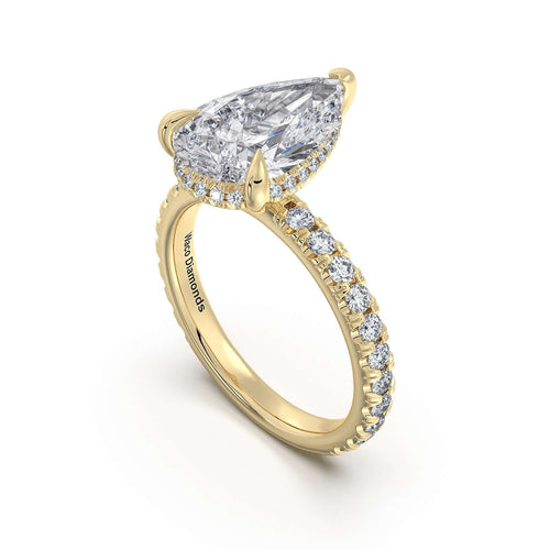 Load image 1 in gallery view. Pear Diamond Engagement Ring With Pave Band Dimensions | Waco Diamonds Is Located In Waco, TX | Central Texas' #1 Engagement Ring Store With Lifetime Warranty