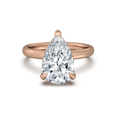 Load image 1 in gallery view. Rose Gold Pear Diamond Engagement Ring with Solitaire Band | Waco Diamonds Is Located In Waco, TX | Central Texas' #1 Engagement Ring Store With Lifetime Warranty