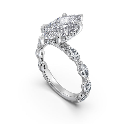 Load image 1 in gallery view. White Gold Marquise Diamond Engagement Ring with Marquise Side Stone Band | Waco Diamonds Is Located In Waco, TX | Central Texas' #1 Engagement Ring Store With Lifetime Warranty