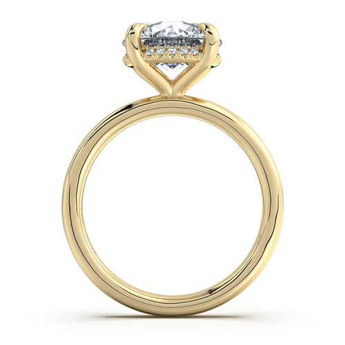 Load image 1 in gallery view. Yellow Gold Round Diamond Engagement Ring with Solitaire Band Profile View | Waco Diamonds Is Located In Waco, TX | Central Texas' #1 Engagement Ring Store With Lifetime Warranty