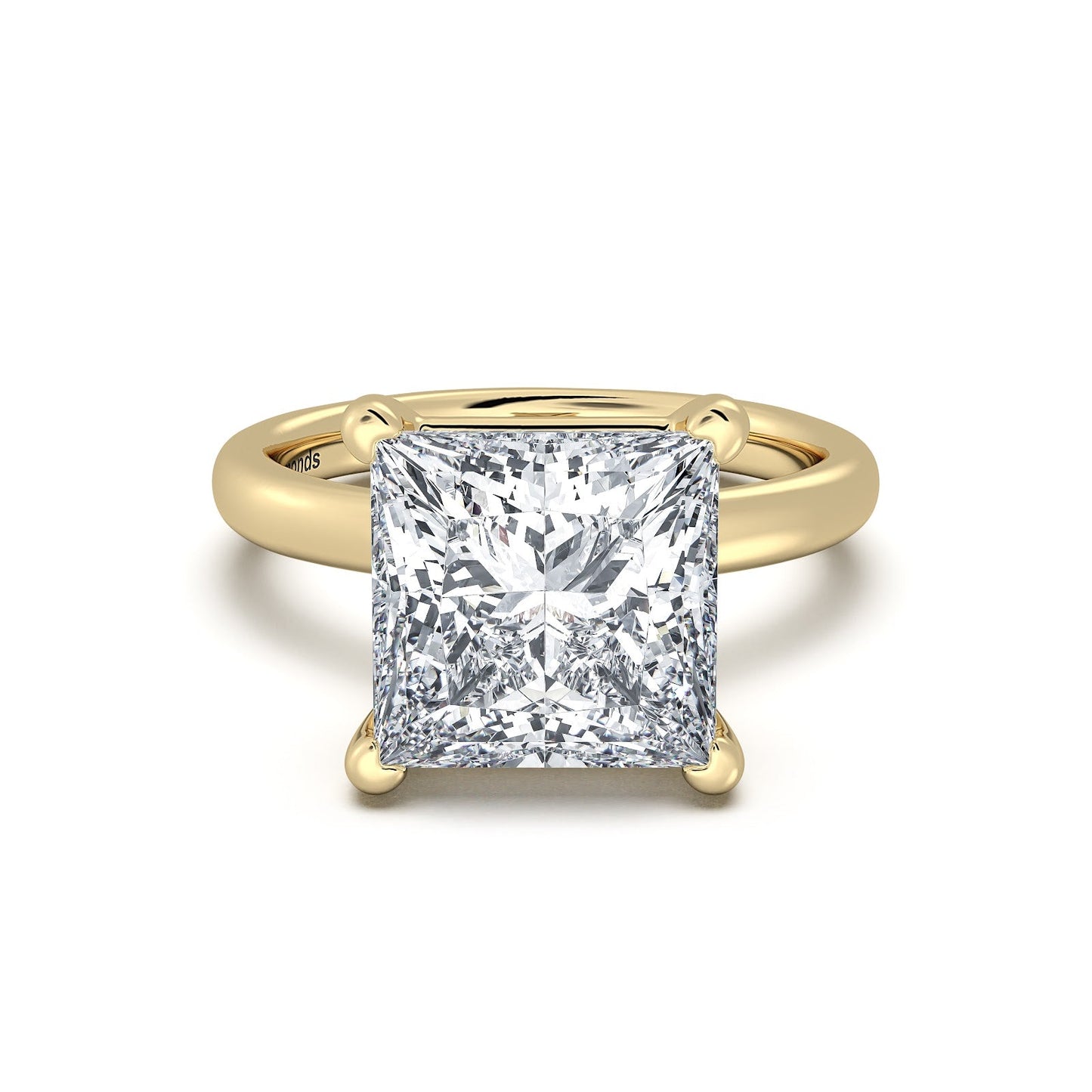 Yellow Gold Princess Diamond Engagement Ring with Solitaire Band | Waco Diamonds Is Located In Waco, TX | Central Texas' #1 Engagement Ring Store With Lifetime Warranty