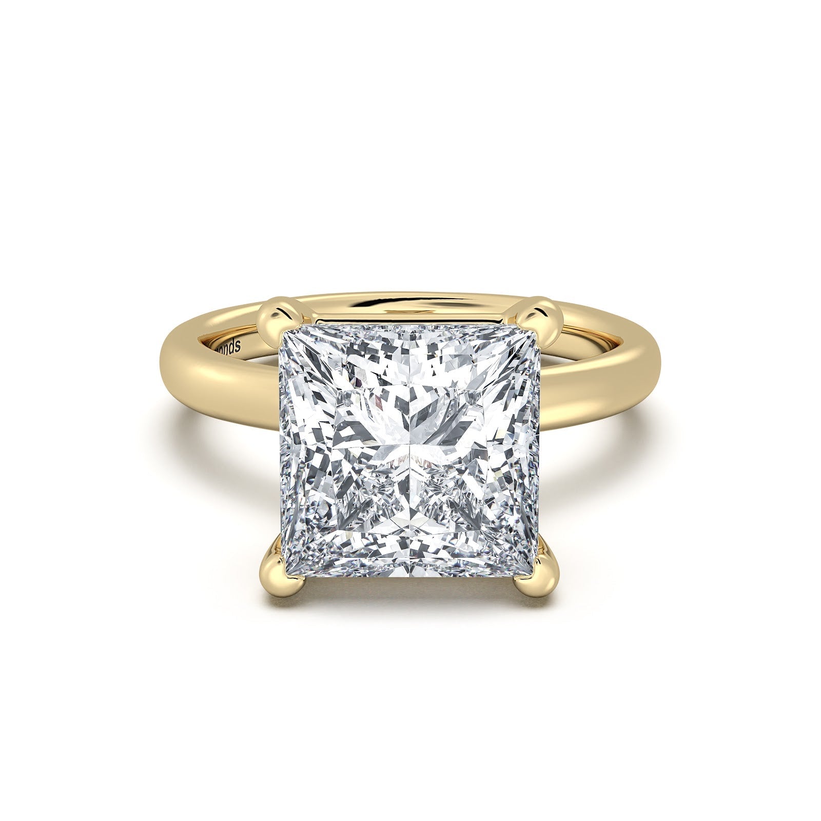 Yellow Gold Princess Diamond Engagement Ring with Solitaire Band | Waco Diamonds Is Located In Waco, TX | Central Texas' #1 Engagement Ring Store With Lifetime Warranty