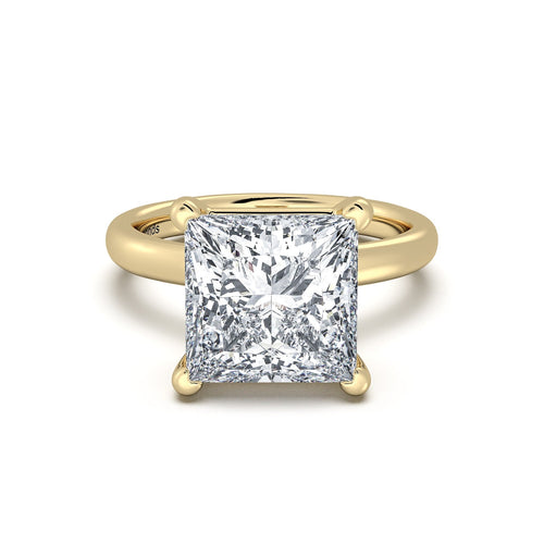 Load image 1 in gallery view. Yellow Gold Princess Diamond Engagement Ring with Solitaire Band | Waco Diamonds Is Located In Waco, TX | Central Texas' #1 Engagement Ring Store With Lifetime Warranty