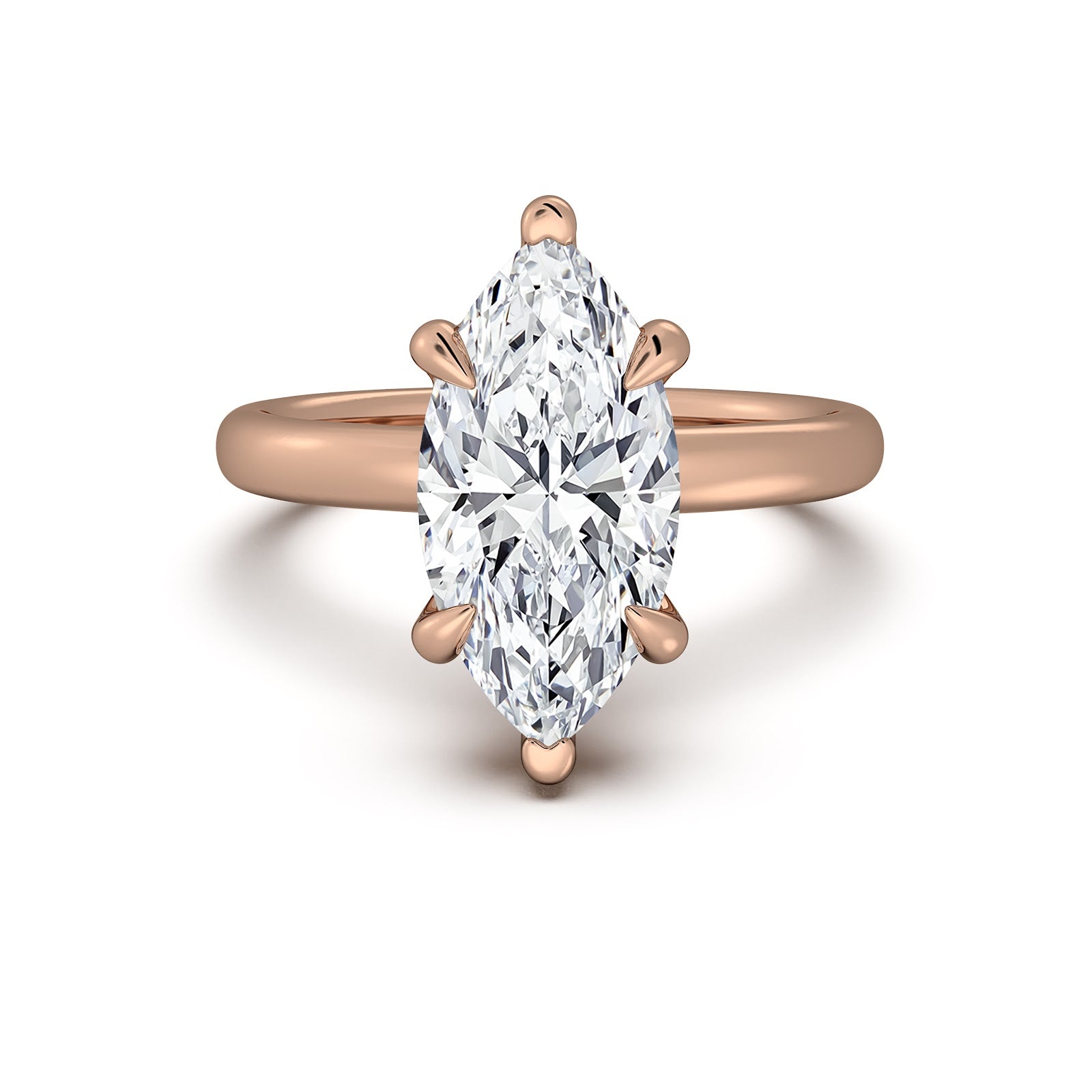 Rose Gold Marquise Diamond Engagement Ring with Solitaire Band | Waco Diamonds Is Located In Waco, TX | Central Texas' #1 Engagement Ring Store With Lifetime Warranty