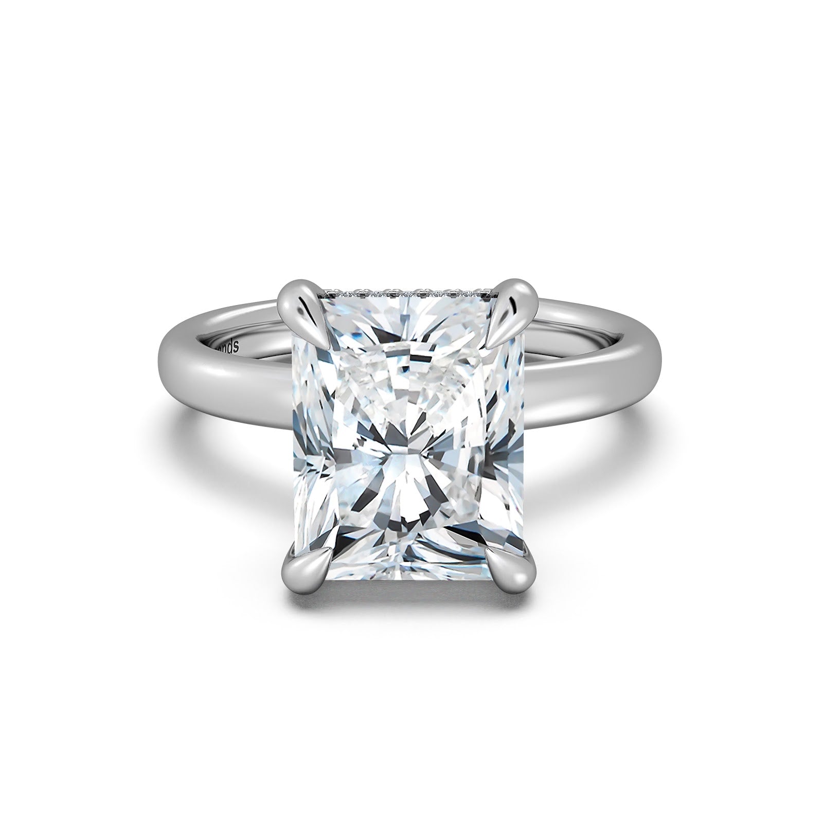 White Gold Radiant Diamond Engagement Ring with Solitaire Band | Waco Diamonds Is Located In Waco, TX | Central Texas' #1 Engagement Ring Store With Lifetime Warranty