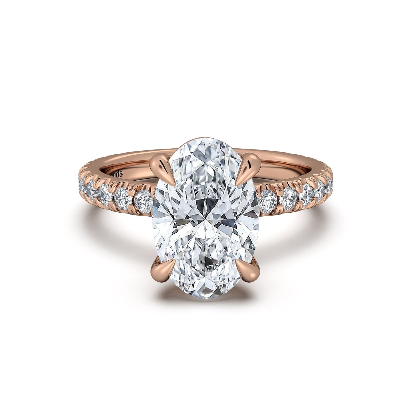 Rose Gold Oval Diamond Engagement Ring with Pave Band | Waco Diamonds Is Located In Waco, TX | Central Texas' #1 Engagement Ring Store With Lifetime Warranty