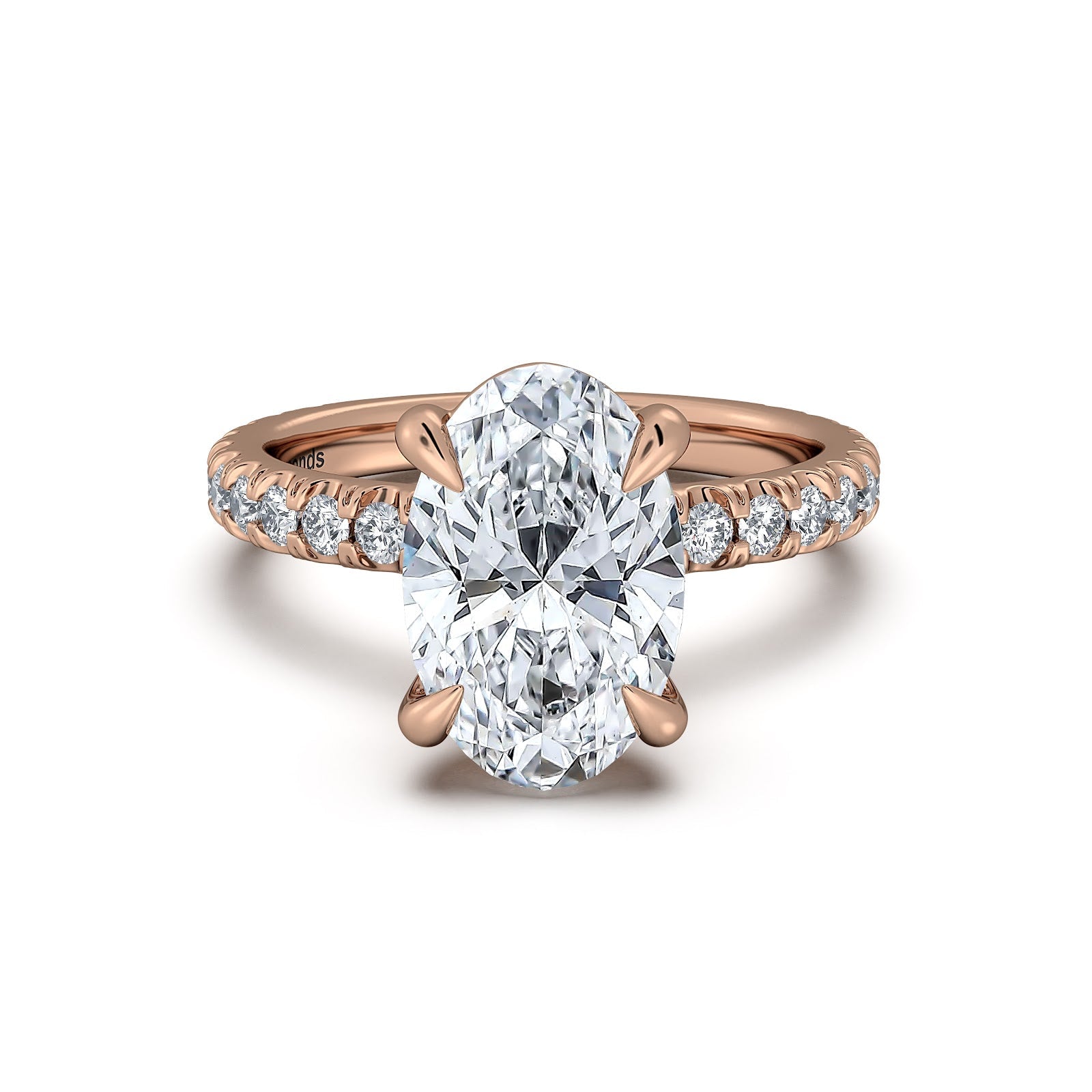 Rose Gold Oval Diamond Engagement Ring with Pave Band | Waco Diamonds Is Located In Waco, TX | Central Texas' #1 Engagement Ring Store With Lifetime Warranty