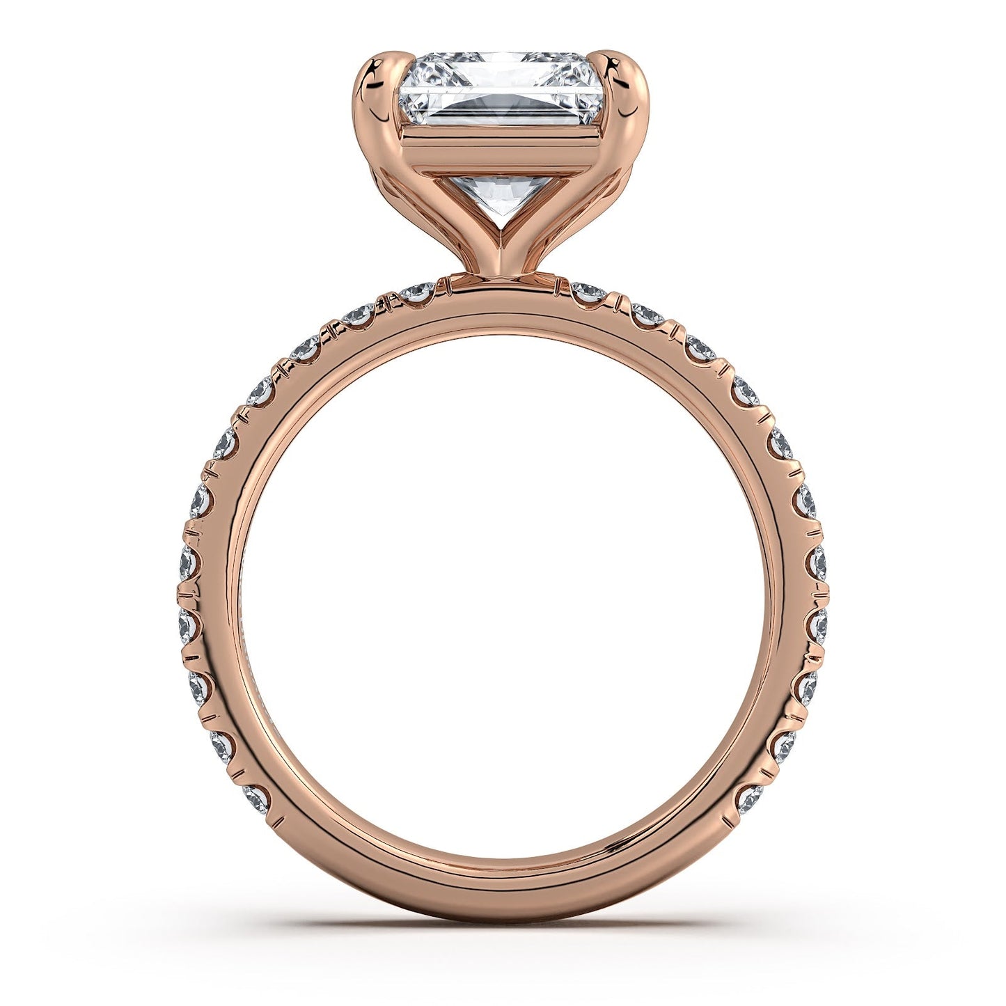 Rose Gold Radiant Diamond Engagement Ring with Pave Band | Waco Diamonds Is Located In Waco, TX | Central Texas' #1 Engagement Ring Store With Lifetime Warranty