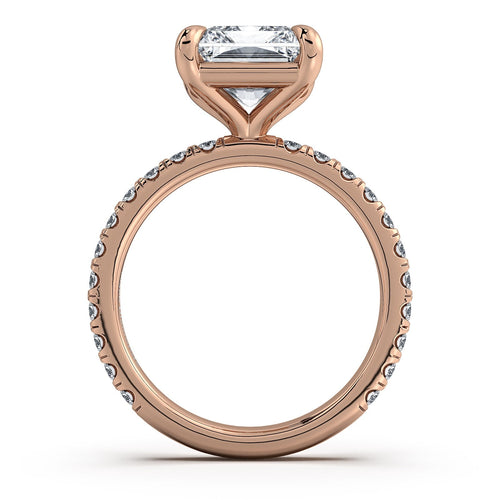 Load image 1 in gallery view. Rose Gold Radiant Diamond Engagement Ring with Pave Band | Waco Diamonds Is Located In Waco, TX | Central Texas' #1 Engagement Ring Store With Lifetime Warranty