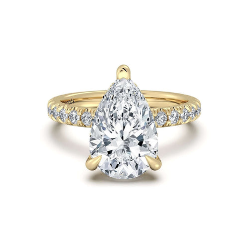 Load image 1 in gallery view. Pear Diamond Engagement Ring with Pave Band With Hidden Halo | Waco Diamonds Is Located In Waco, TX | Central Texas' #1 Engagement Ring Store With Lifetime Warranty