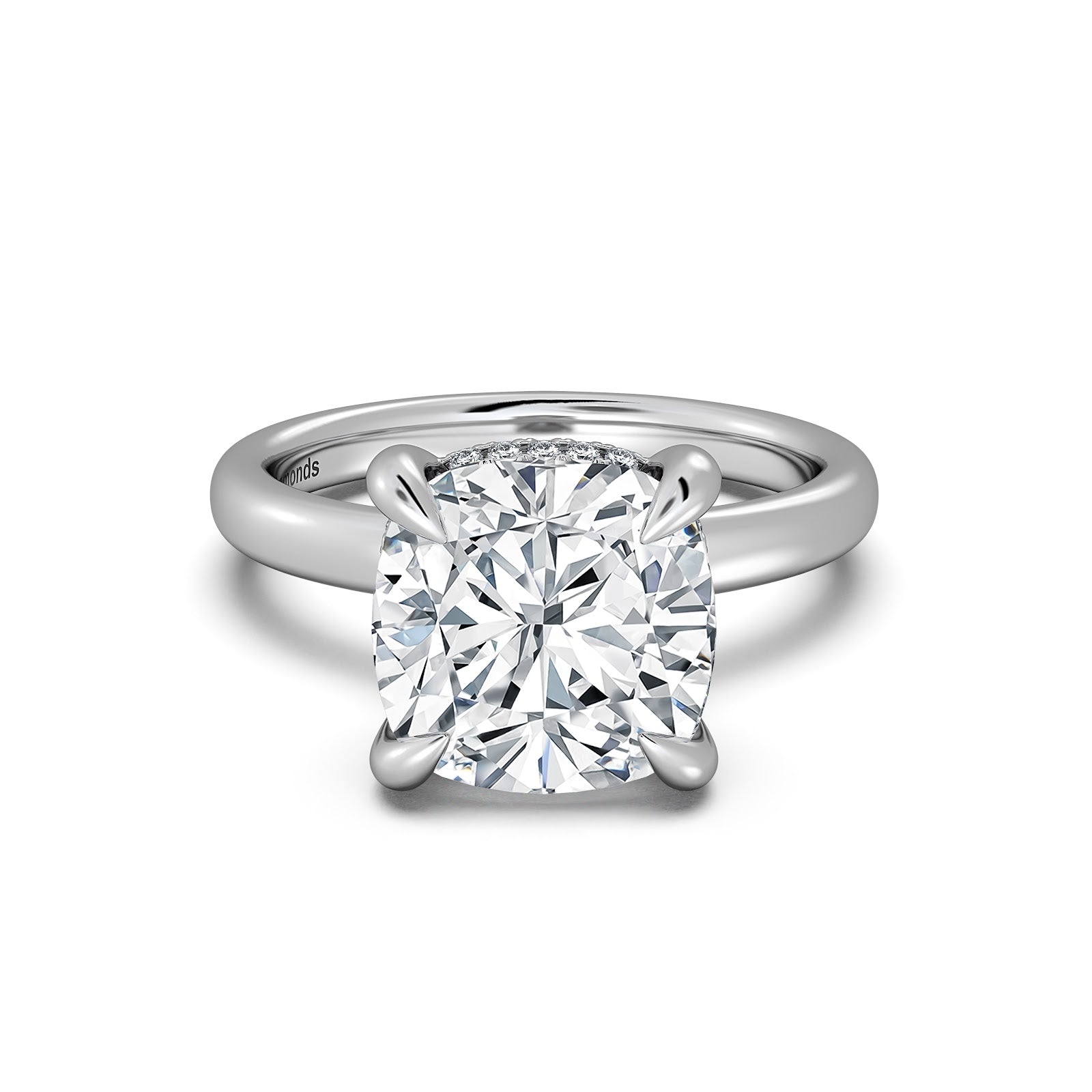 White Gold Cushion Diamond Engagement Ring with Solitaire Band | Waco Diamonds Is Located In Waco, TX | Central Texas' #1 Engagement Ring Store With Lifetime Warranty