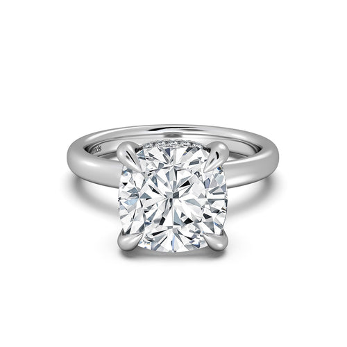 Load image 1 in gallery view. White Gold Cushion Diamond Engagement Ring with Solitaire Band | Waco Diamonds Is Located In Waco, TX | Central Texas' #1 Engagement Ring Store With Lifetime Warranty