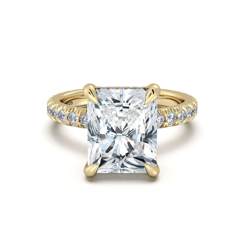 Load image 1 in gallery view. Yellow Gold Radiant Diamond Engagement Ring with Pave Band | Waco Diamonds Is Located In Waco, TX | Central Texas' #1 Engagement Ring Store With Lifetime Warranty