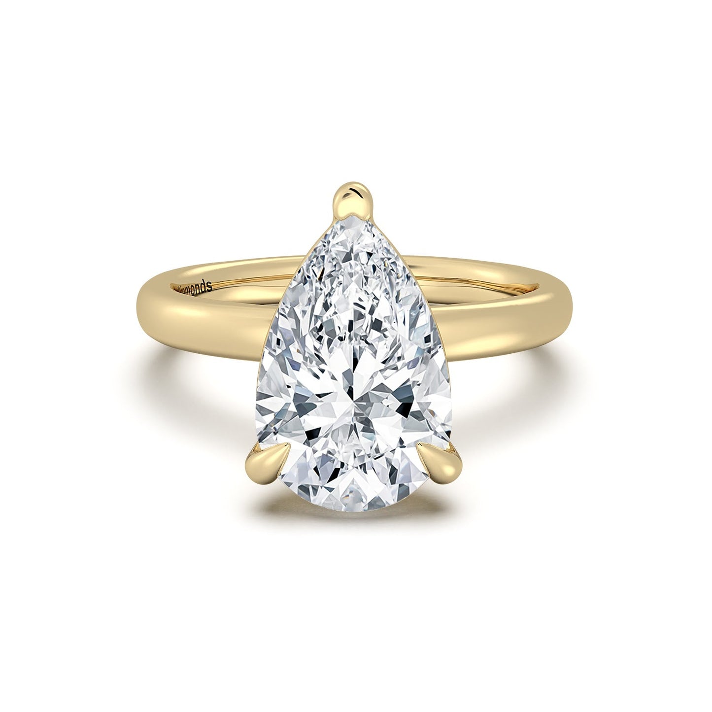 Yellow Gold Pear Diamond Engagement Ring with Solitaire Band | Waco Diamonds Is Located In Waco, TX | Central Texas' #1 Engagement Ring Store With Lifetime Warranty
