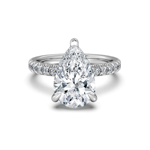 Load image 1 in gallery view. White Gold Pear Diamond Engagement Ring with Pave Band | Waco Diamonds Is Located In Waco, TX | Central Texas' #1 Engagement Ring Store With Lifetime Warranty