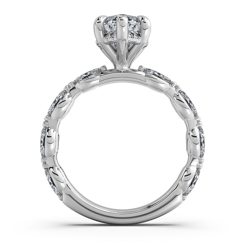 Load image 1 in gallery view. White Gold Marquise Diamond Engagement Ring with Marquise Side Stone Band | Waco Diamonds Is Located In Waco, TX | Central Texas' #1 Engagement Ring Store With Lifetime Warranty