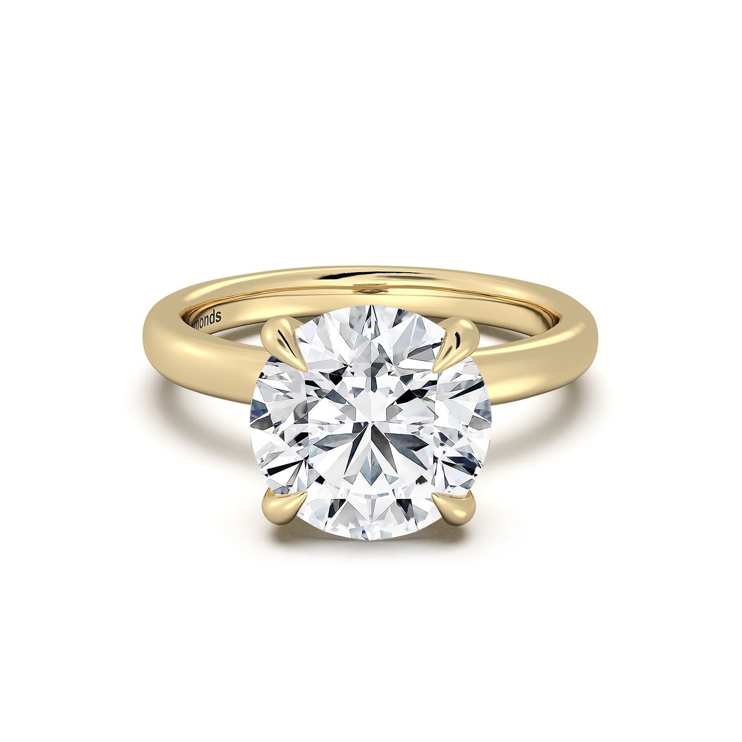 Yellow Gold Round Diamond Engagement Ring with Solitaire Band | Waco Diamonds Is Located In Waco, TX | Central Texas' #1 Engagement Ring Store With Lifetime Warranty