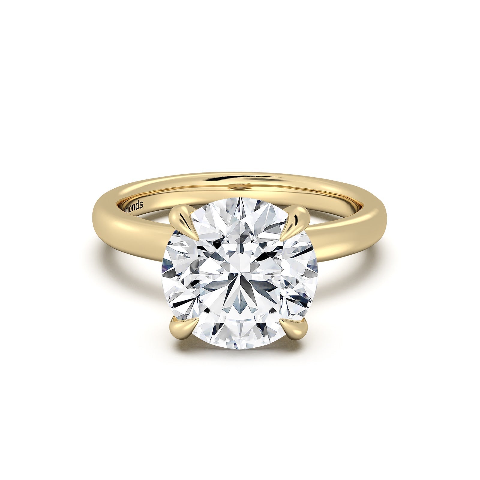 Yellow Gold Round Diamond Engagement Ring with Solitaire Band | Waco Diamonds Is Located In Waco, TX | Central Texas' #1 Engagement Ring Store With Lifetime Warranty