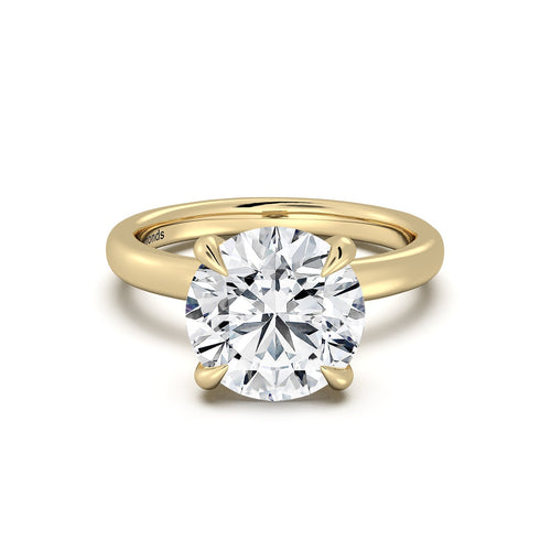 Load image 1 in gallery view. Yellow Gold Round Diamond Engagement Ring with Solitaire Band | Waco Diamonds Is Located In Waco, TX | Central Texas' #1 Engagement Ring Store With Lifetime Warranty