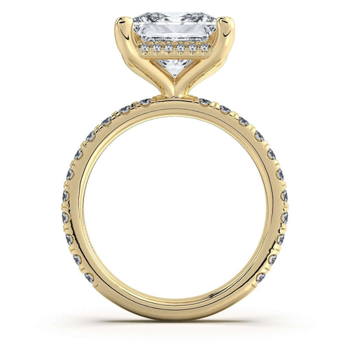 Load image 1 in gallery view. Yellow Gold Princess Diamond Engagement Ring with Pave Band | Waco Diamonds Is Located In Waco, TX | Central Texas' #1 Engagement Ring Store With Lifetime Warranty